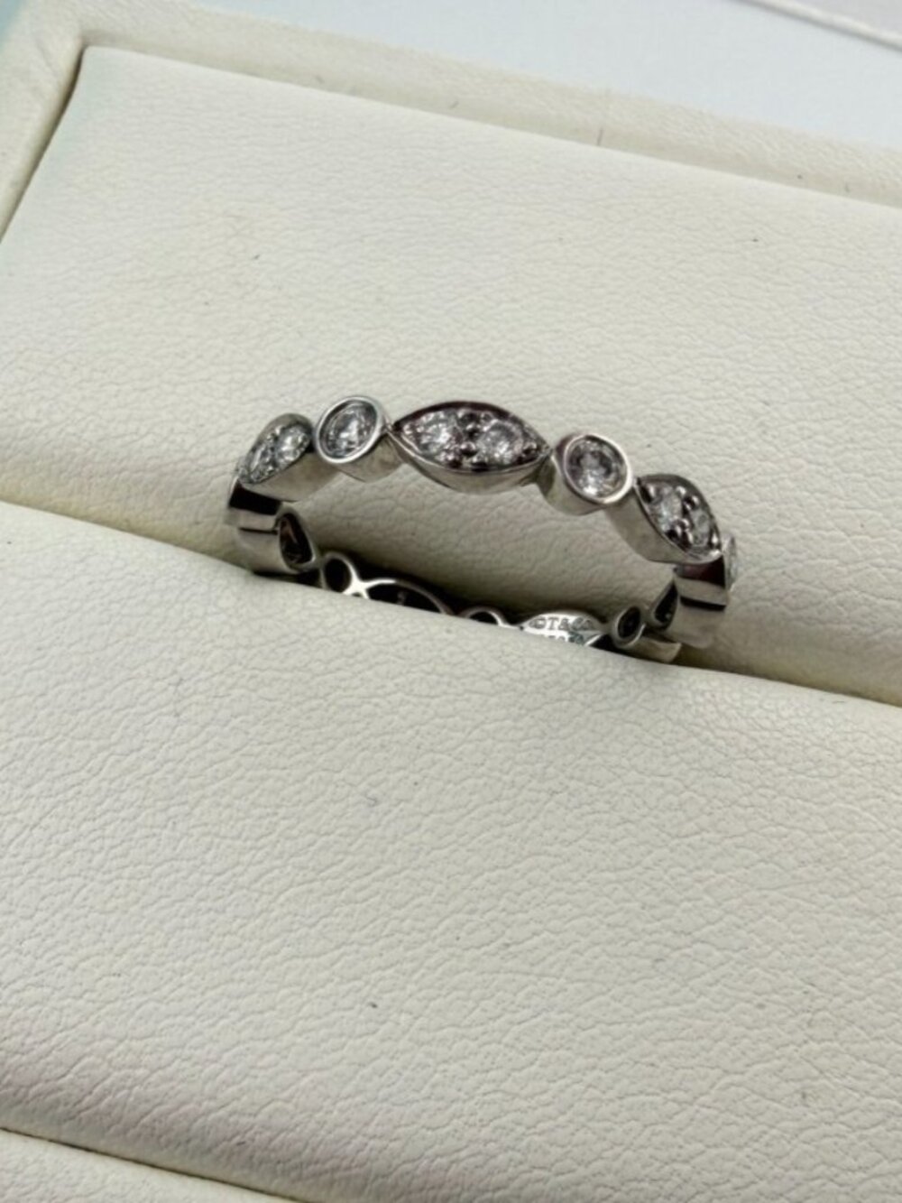 Tiffany & Co. Jazz Diamond Eternity Band Ring Platinum Size 6.75-7 3mm 3.6g